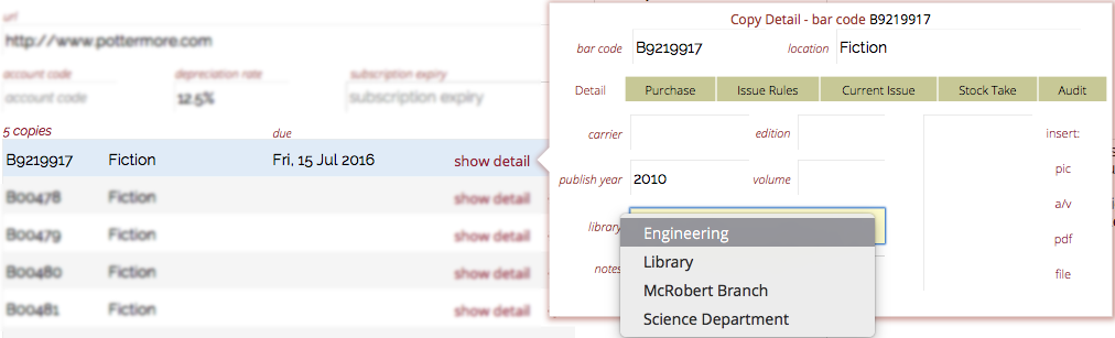 assigning a library to a copy